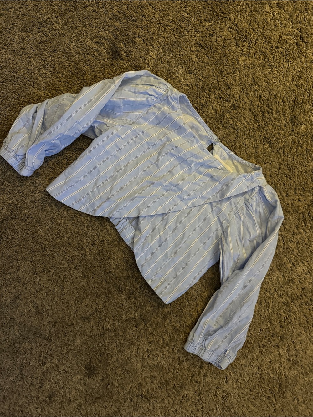 Zara Girls' Light Blue Striped Off-Shoulder Top Sz 11-12